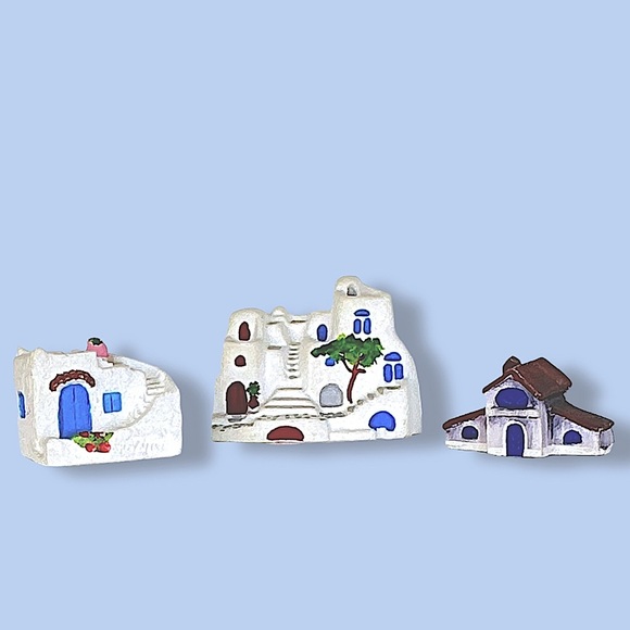 Vintage Greek Alabaster Village Miniature Houses Hand Made in Greece Set of 3 - Picture 13 of 16
